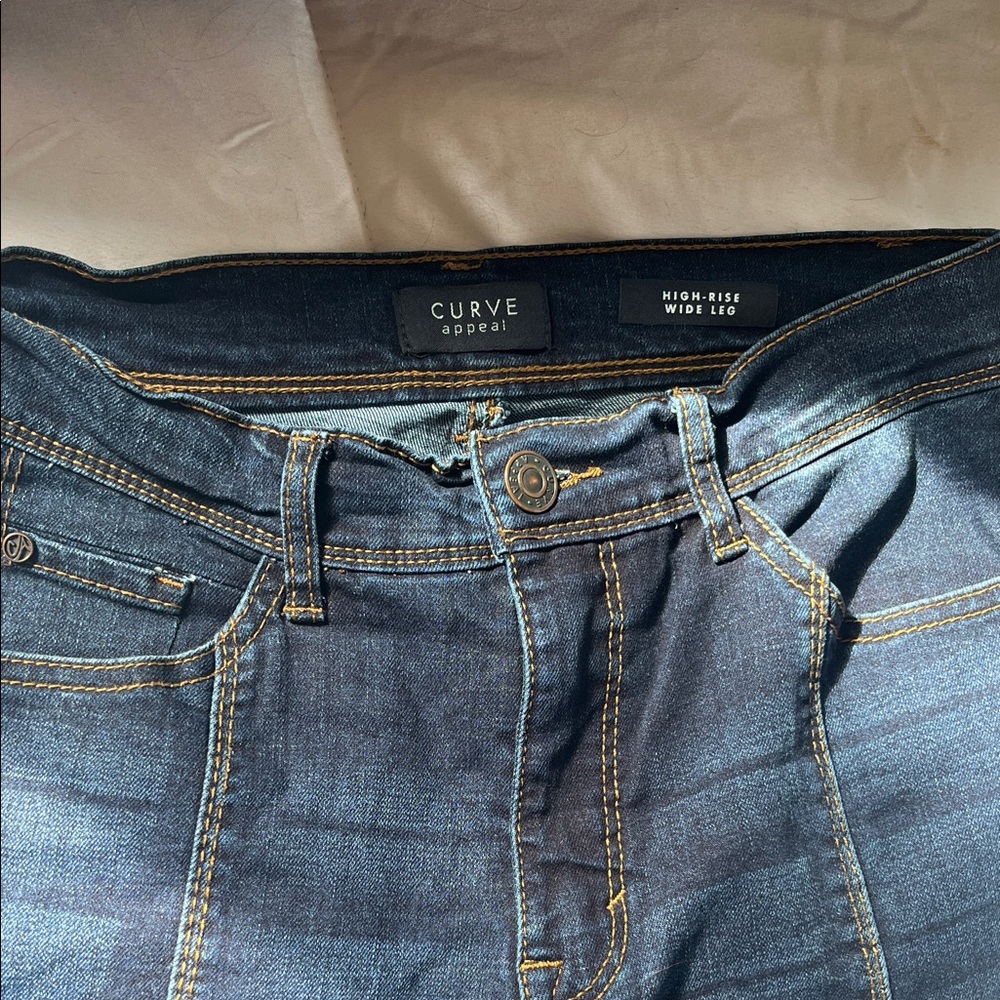 Women's Dark Blue Flare Jeans - Picture 3 of 3